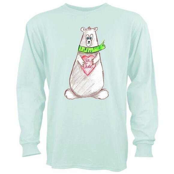 St. Jude Children's Research Hospital Kids Bear Long Sleeve Tee in Blue Glass LG - Picture 1 of 6